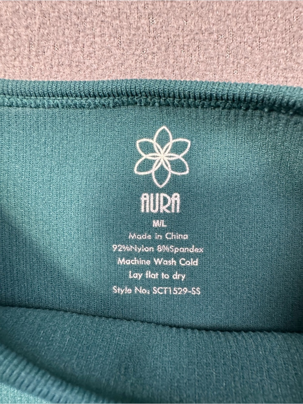 Teal Blue Short Sleeve T-Shirt Stretchy Crop Top with Asymmetric Cutout, M / L - Picture 3 of 8